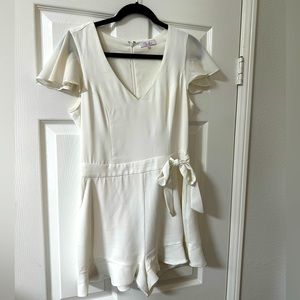 White Parker Ruffled Short Romper